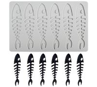 FIBOUND Fish Bone Silicone Fondant Cast, Hollow Candy Cast, Cake and Chocolate Mould, for Decoration (6 Holes)
