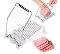 FIBOUND Manual Meat Slicer - Stainless Steel Blade, White, Cuts Meat, Egg, Fruit, 10 Slices