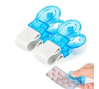 FIBOUND Pack of 2 Portable Tablet Dispenser, Portable Pill Remover, Portable Pill Taker, Portable Pill Box, Pill Popper for Blister Packs, Pill Squeezer, Pill Push Button