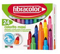 FIBRACOLOR Colorito Maxi Markers Pack of 24 Colours, Coarse Tip, Super Washable