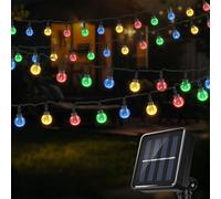 FIBRAVE 1pc 100/60/40/20LED Solar String Lights Outdoor Waterproof, Crystal Globe Lights with 8 Modes, Solar Powered Patio Lights for Garden Yard Porch Wedding Party Decor (ZJMulti-Coloured 100LEDS)