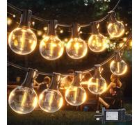 FIBRAVE 20/30/40/60/100FT Outdoor LED G40 String Lights 4 Modes Dimmable Timing Waterproof G40 Bulbs, Expandable Commercial Hanging Lights String for Christmas Patio Backyard Balcony Party【60FT】