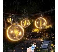 FIBRAVE G40 Solar String Lights Outdoor with Remote 20 FT, USB &Solar Dual Charging, Waterproof, 8 Modes 3 Timers, LED Shatterproof Bulbs Light for Camping Backyard Bistro Porch Garden