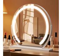 FIBRAVE Hollywood Vanity Mirror with Lights, 23"x18" Lighted Makeup Mirror for Desk/Wall Mount with 15 Led Bulbs, 3 Lighting Modes for College Dorm, Bedroom & Dressing Room (Semicircularwhite)