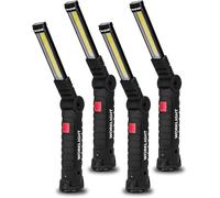 FIBRAVE LED Work Light Rechargeable, Mens Valentines Day Tool Gifts for Him Boyfriend Husband,LED Torch Grill Light Rechargeable Inspection Lamp with Magnetic Base 5 Modes 360° Rotate (4PCBlack)