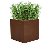 Fibre Clay Box Planters 30cm Indoor Outdoor Planters Faux Wood Panel Flower Pot Patio Decking Lawn Doorstep Porch Houseplant Shrub Topiary Bush Square Plant Pots 20L (S)