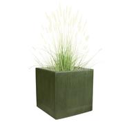 Fibre Clay Box Planters 44cm Indoor Plant Pots Outdoor Planters Striped Finish Flower Pot Patio Decking Lawn Doorstep Porch Houseplant Shrub Topiary Bush Square Plant Pots (Green, Extra Large 75L)