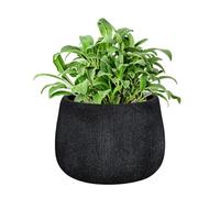 Fibre Clay Plant Pot Round Flower Pot Planters 29cm (Black, Small 8.5L) | Fibre Clay, Drainage Hole, Patio, Decking, Lawn, Doorstep, Porch, Lawn, Rippled Finish, Round, Planter, Plant Pot