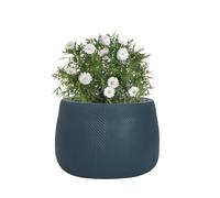Fibre Clay Plant Pot Round Flower Pot Planters 29cm (Dark Blue, Small 8.5L) | Fibre Clay, Drainage Hole, Patio, Decking, Lawn, Doorstep, Porch, Lawn, Rippled Finish, Round, Planter, Plant Pot