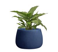 Fibre Clay Plant Pots 29cm Indoor/Outdoor Modern Rippled Finish Flower Pot Planters Patio Decking Lawn Doorstep Porch Houseplant Shrub Topiary Bush Plant Pot Clay Planters (Blue, Small 8.5L) - ED26