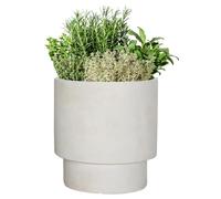Fibre Clay Plant Pots Indoor/Outdoor Tiered Patio Planters (Beige, Small) | Fibre Clay, Drainage Hole, Patio, Decking, Lawn, Doorstep, Porch, Lawn, Tiered Finish, Round, Planter, Plant Pot