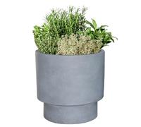 Fibre Clay Plant Pots Indoor/Outdoor Tiered Patio Planters (Grey, Small)