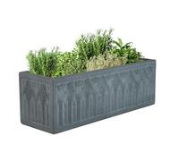 Fibre Clay Trough Planters 60cm Indoor Plant Pots Outdoor Grey Gothic Archway Flower Pot Box Patio Decking Lawn Doorstep Porch Houseplant Shrub Topiary Bush Box Planter 17L (Small)