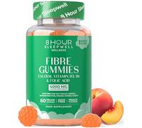 Fibre Gummies - 4g High Fibre Supplements | Gut Health & Digestion System Support | Vegan, Gluten-Free, Sugar-Free | Inulin, Calcium, Vitamin D3, B6 & Folic Acid | 1 Month Supply | Peach Flavour