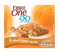 Fibre One 90 Calorie Salted Caramel High Fibre Squares 24 g (Pack of 25 Squares) (5 Packs of 5 Bars)