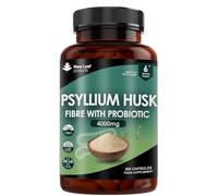 Fibre Supplement 4000mg Psyllium Husk with Acidophilus - High Strength - Natural Soluble Fiber Supplement from Plantago Ovata Seeds, 360 Psyllium Husks Capsules Vegan, Made in UK by New Leaf