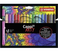 Fibre-Tip Pen with Cap-Ring - STABILO Cappi ARTY - Pack of 18 - Assorted Colours