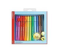 Fibre-Tip Pen with Cap-Ring - STABILO Cappi - Pack of 12 + 1 Pack Ring - Assorted Colours