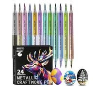 Fibre Tip Pens - 12pcs Double-Ended Markers | 24 Color Soft Tip Highlighter Set | Smooth Writing Drawing Tool For Fabric Wood Glass | Home School Stationery | Kids Adults Creative Art Craft