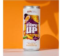 Fibre Up Mango & Passionfruit Soft Drink 12 x 250ml Pack - 15g of Gut Friendly Soluble Maize Fibre Per Can - A Refreshing, Vegan, Healthy Drink That Supports Digestion. No Added Sugars or Sweeteners