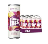 Fibre Up Raspberry Lemonade Sparkling Drink 12x250ml Pack - 16g Of Fibre, 50% RDA, Vegan, Gut Friendly & Low Calorie. A Refreshing Prebiotic Soda, Supports Digestion, No Added Sugars Or Sweeteners.
