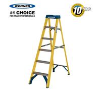Fibreglass Step Ladder, Electricians Heavy-Duty By Werner 6 Tread 2.59m EN131