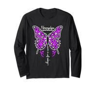 Fibromyalgia Awareness Colorful Butterfly Ribbon Long Sleeve T-Shirt