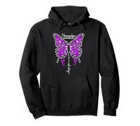 Fibromyalgia Awareness Colorful Butterfly Ribbon Pullover Hoodie
