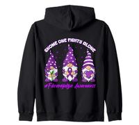Fibromyalgia Awareness Gnome Fibro Ribbon Purple Zip Hoodie