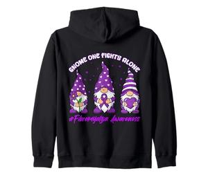 Fibromyalgia Awareness Gnome Fibro Ribbon Purple Zip Hoodie