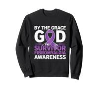 Fibromyalgia Awareness Month God I'm Survivor Purple Ribbon Sweatshirt