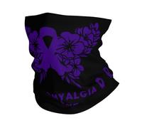 Fibromyalgia Awareness Ribbon Flower Butterfly Men Women Neck Warmer Warm Neck Gaiter Soft Bandana For Winter Walking Cycling Running
