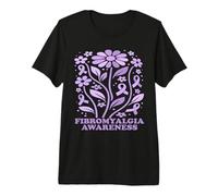 Fibromyalgia Awareness Ribbon Purple Floral Support Strength Premium T-Shirt
