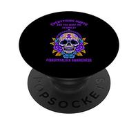Fibromyalgia Awareness Skull Warrior Support Purple Ribbon PopSockets Swappable PopGrip