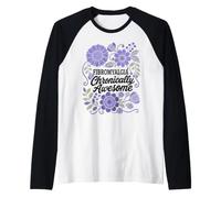 Fibromyalgia Chronically Awesome Floral Chronic Pain Design Raglan Baseball Tee