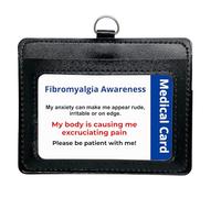 Fibromyalgia Disability Awareness Card, in a Quality Black PU Leather Holder with Lanyard for Best displaying Your Card with Rear Pocket Medical Card or Contact Details.