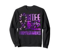 Fibromyalgia Disorder Purple Ribbon Wife Mom Fibrositis Sweatshirt