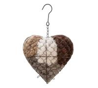 Fibrous Nesting Core, Refillable Heart Frame, 6.3 Inches Holder with Natural, Wild Bird Starter Station, Woven Wire Heart with Hanging Hook, Avian Breeding Supply for Winter Garden