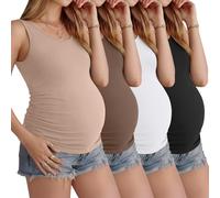 Ficerd 4 Pcs Womens Maternity Sleeveless Tank Tops, 4-Color, XX-Large