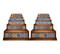 Ficher 12X Peel and Stick Tile Backsplash Stair Riser Decals DIY Tile Decals Mexican Traditional Talavera Waterproof