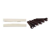 Ficher 2x 6 String Acoustic Bone Bridge Guitar Slotted Saddle Guitar Parts & 6Pcs Rosewood Guitar Bridge Pins End Pin Set