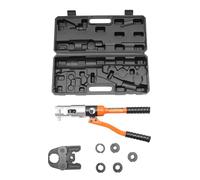 Fichiouy 10-Ton Hydraulic Crimping Tool with V12 V15 V18 V22 V28 Molds, Crimping Pliers for Copper Pipes, Ergonomic Handle, for Electric Power, Communication, Transportation, Mining