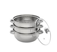 Fichiouy 3 Tier Stackable Stainless Steel Steamer 28cm Steamer Cooker with Glass Lid, Multipurpose Steaming Pot Cookware Universal Steamer for Vegetable, Dumpling, Sauce, Stews and Pasta