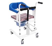 Fichiouy Hydraulic Patient Lift Transfer Chair for Home, 198 lb Capacity Commode Wheelchair Transfer Devices with Brakes, 180° Split Seat for Elderly & Disabled, Transfers from Bed to Shower/Toilets