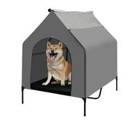 Fichiouy Indoor Outdoor Dog House, Elevated Dog Bed with Canopy, Dog Sunshade Tent, Pet House with Removable Cover, Waterproof & Sunproof Shade Shelter Tent (49.21" x 36.22")