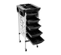 Fichiouy Salon Trolley Cart, Salon Rolling Cart with 5 Drawers, Space Saving Barber Station Trolley, Multi Drawers Rolling Carts for Hair Salon, Beauty, Barber Station