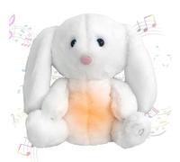 Ficlwigkis Anxiety Breathing Teddy Bunny,Soothing Breathing Rabbit,Anxiety Bear Anxiety Relief for Adults Kids Bunny with Calming Music & Soft Lights,Anxiety Plush Anxiety Relief Bunny (White)