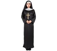 Ficlwigkis Nun Halloween Costumes Outfit for Women Nuns Outfit Fancy Dress Halloween Nun Costumes Outfit Cosumes for Women (Black, XL)