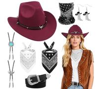 FICOFISE Cowboy Costume Gift Set: 8 Pcs Western Accessories for Adults, The Perfect Wild West Fancy Dress for Christmas, New Year Party, Cowboy Themed & Valentine's Day