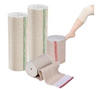 FICOFISE Premium Compression Bandage 15cm/7.5cmx4.5m: 4 Pcs Elastic Bandage Wrap with Self-Closures, Washable and Reusable, for Knee Ankle Wrist Elbow Shoulder Feet Hand Leg Injuries Swelling